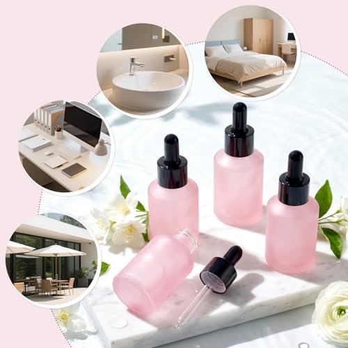 Segbeauty 2oz Travel Frosted Glass Dropper Bottle, 2 Pack 60ml Glass Eye Dropper Bottles for Essential Oils Bottles Refillable Empty, Pink Travel Size Containers for Liquids Oils with Transfer Tool - Image 5