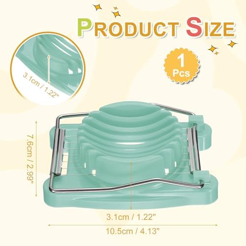 uxcell Egg Slicer for Hard Boiled Eggs, Stainless Steel Wire, Green - Image 2