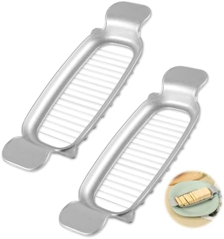 2pcs Cheese Slicer, Stainless Steel Butter Slicer Tool Handheld Cheese Cutter Wire Butter Cutter Single Stick Kitchen Slicing Tool for Fruit Eggs Butter Cheese by PEUTIER
