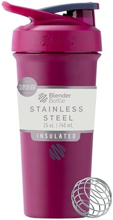 BlenderBottle Sport Sleek Stainless Steel Shaker Bottle 25 oz Raspberry by BlenderBottle