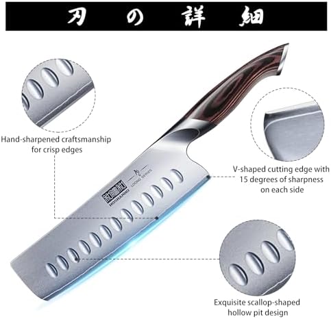 7 Inch Nakiri Knife, Ultra Sharp Japanese Kitchen Chef Knife