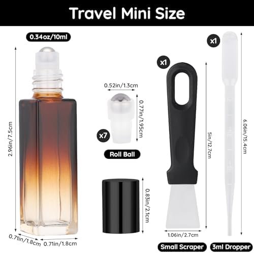 Segbeauty 0.34oz 5pcs Mini Roller Bottles for Essential Oils, 10ml Travel Glass Roll on Bottle for Perfume, Empty Rollerball Bottles with Dropper, Small Travel Size Sample Containers for Cosmetics - Image 3