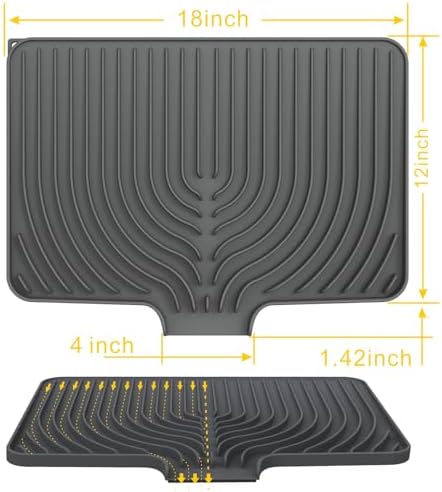 Dish Drying Mat for Kitchen Counter, 18"x12" Dish Drying Rack(gray)