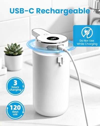 Touchless Automatic Liquid Soap Dispenser, Rechargeable White