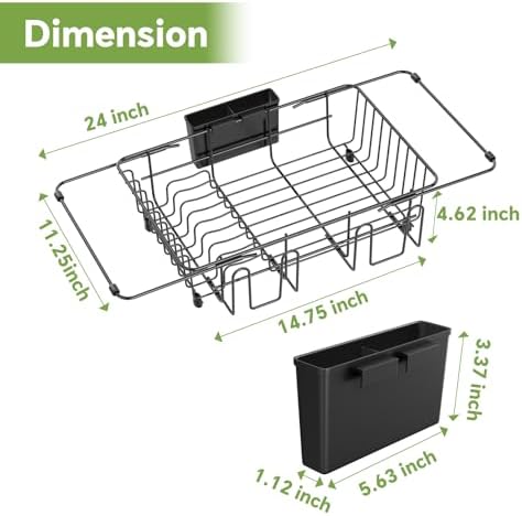 Expandable Dish Drying Rack in Sink, Black