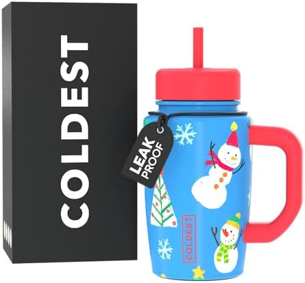 Coldest Tumbler with Handle & Coffee Lid - 100% Spill Proof Tumbler (3 Lids) - Stainless Steel Insulated Leakproof Tumblers for Women & Men - Cup Holder Friendly - 15 oz (Mr. Snowie) by Coldest