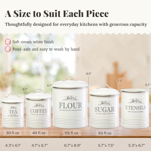 5-Piece Farmhouse Kitchen Canister Sets for Kitchen Counter