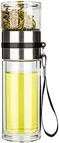 PARACITY Tea Infuser Bottle,13 OZ/380ML Double Wall Glass, Leakproof by PARACITY