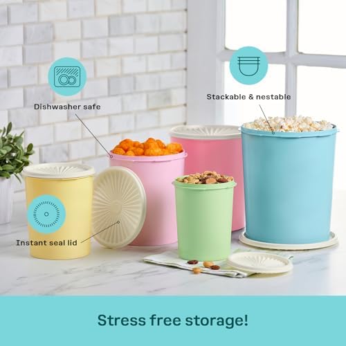 Heritage 10-Piece Pastel Tall Canister Set (5 Containers+5 Lids)