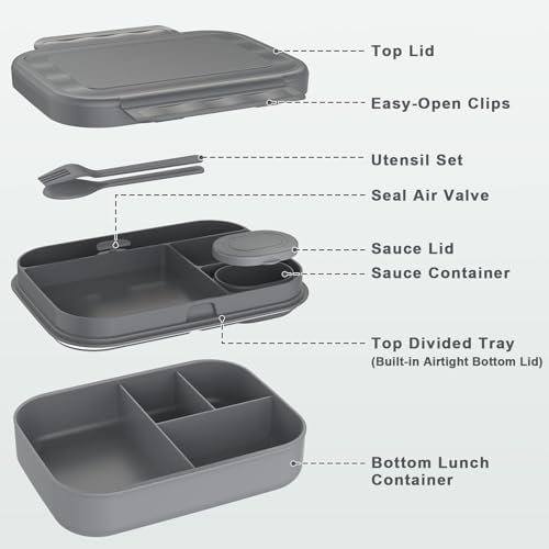 47oz Stackable Bento Lunch Box for Adult & Teens BPA-Free Container
