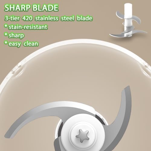 Electric Garlic Chopper, 600ML GLASS Food Processor Cordless - Image 4