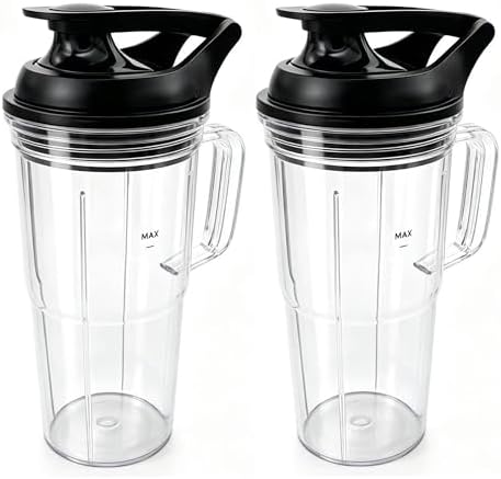 2PCS Replacement Blender Handle 24oz cup with Premium To-go-lid, Compatible with NutriBullet Blender Combo 1200W（NBF10500/NBF70500/ZNBF30400Z/ZNBF30500Z/NBF50400/NBF70500) by Unknown