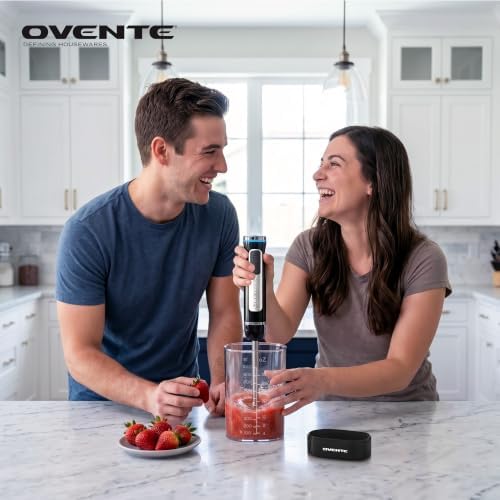 OVENTE Cordless Hand Blender, Rechargeable with 8 Mixing Speed Black HR781B - Image 4