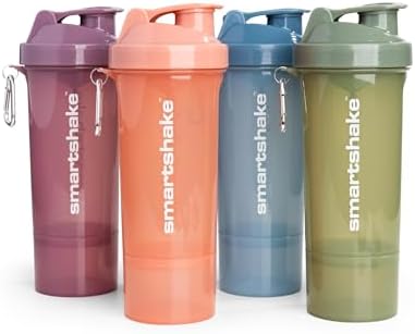 Smartshake 4 Pack Protein Shaker Bottle | Silent Mixing, Leak-Proof Shaker Bottle | Shaker Cups For Protein Shakes | Gym Shaker Bottle | Durable, Bpa-Free, Dishwasher Safe (SLIM) by Smartshake