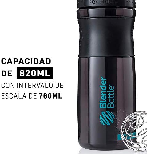 BlenderBottle SportMixer Tritan Grip Shaker Bottle, Transparent Black/Teal, 28-Ounce - Image 3