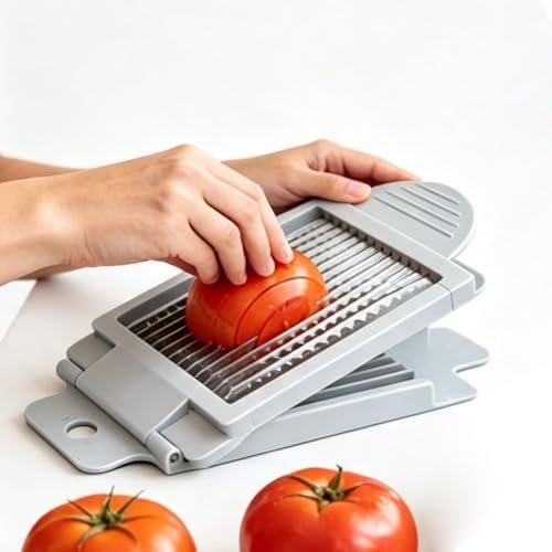 Tomato Slicer, Stainless Steel Tomato Slicer, Vegetable Slicer,15 Sharp Blades, Easy Grip Handle Lightnweight Kitchen Tool, Time-Saving Tomato Cutter