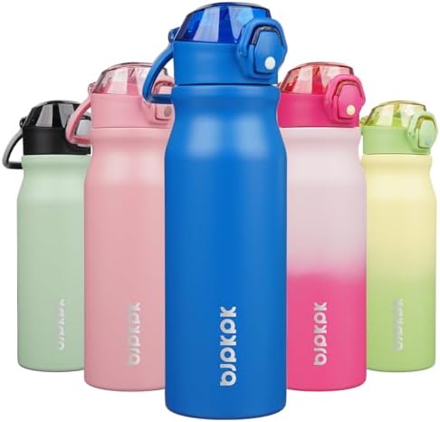 BJPKPK 25 oz Insulated Water Bottle, Straw, Handle, Stainless Steel Flask by BJPKPK