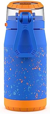 Kids Flex 12oz Stainless Steel Insulated Water Bottle, Toddler Cup with Silicone Spout, Leak-Proof Locking Flip Lid and Carry Loop for School Backpack, Lunchbox, and Outdoor Sports, Blue