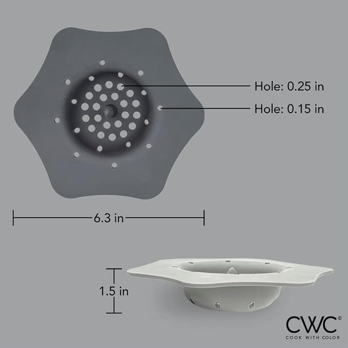 COOK WITH COLOR Kitchen Sink Strainer, Silicone, Flexible Sink Strainer, Sink Drain Strainer, Charcoal/Gray