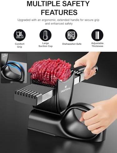 ONCE FOR ALL Fresh Meat Slicer, Adjustable 2 or 4 mm, Jerky Slicer, 17-in-1 - Image 5