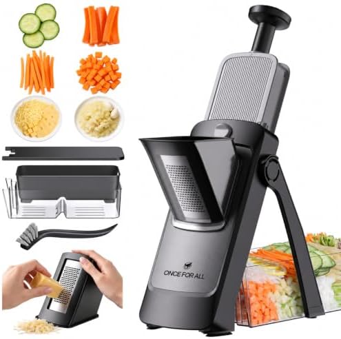 Safe Mandoline Slicer Pro, Veggie Slicer with Container, Black