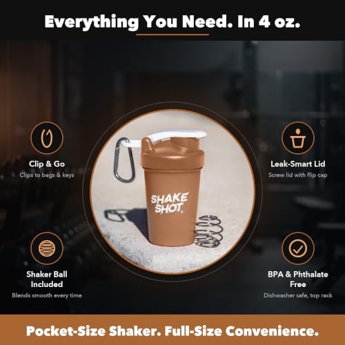Brown 4oz Mini Shaker Bottle for Creatine, Pre Workout, Matcha - Image 3