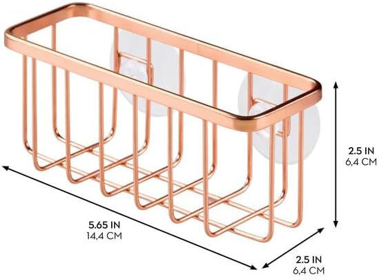 iDesign Stainless Steel Suction Sponge Holder - Kitchen Sink Sponge Caddy Organizer - Copper