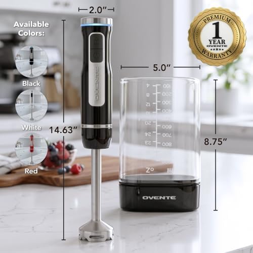 OVENTE Cordless Hand Blender, Rechargeable with 8 Mixing Speed Black HR781B - Image 5