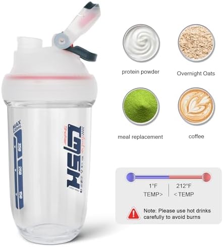 20 oz protein shaker bottle, TRITAN Plastic, BPA/BPS Free Whey Protein Drink Cups for Pre-Workout and Gym, Blender Shaker for Blending Protein Shakes, Overnight Oats and Smoothies (white) - Image 4