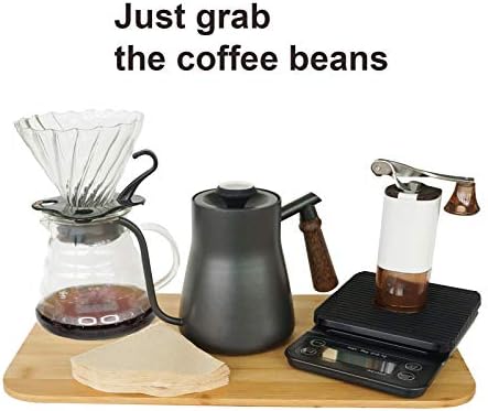 Pour Over Coffee Maker Set Coffee Kettle Scale Server Dripping Cup Bean Grinder Filter Paper Ceramic Cup ALL in 1 Great Portable Metal Box for Traveling Excellent Coffee Gift