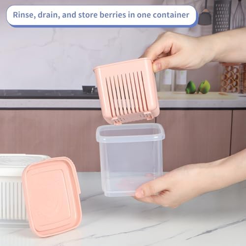 4 Pcs Berry Basket and Colander, Berry Storage Container for Fridge, Small Fruit Container for Grape, Cherry