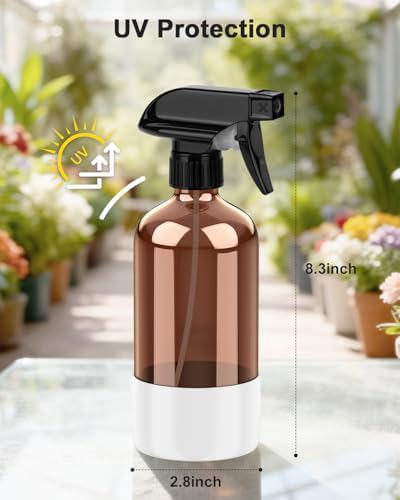 Bontip Amber Glass Spray Bottle, 16 oz with White Silicone Sleeve, 1 Pack - Image 2