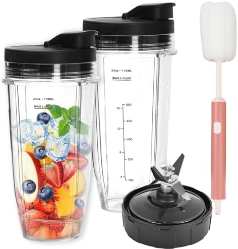 2 * 24oz Ninja Nutri Smoothie Cups, Auto iq Replacement Parts for Blender by Ecopandy