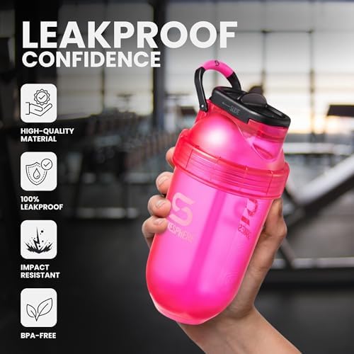 SHAKESPHERE Protein Shaker Bottle with Straw 13.5oz BPA-Free Tritan, Pink - Image 3