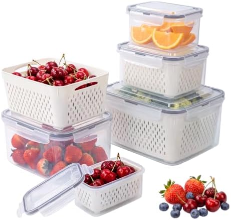 5 PCS Fruit Storage Containers for Fridge Food Storage Containers