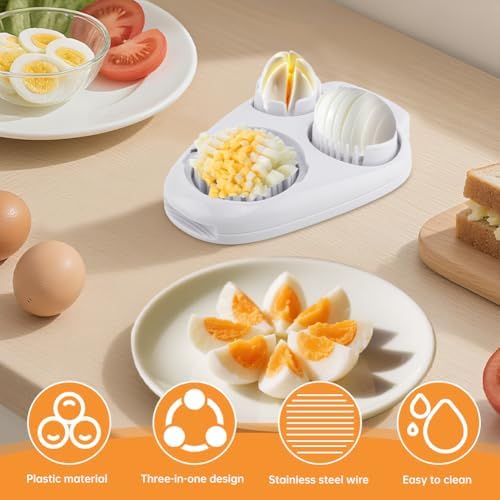 3 in 1 Egg Slicer for Hard Boiled Eggs,with Cleaning Brush,Egg Cutter - Image 2