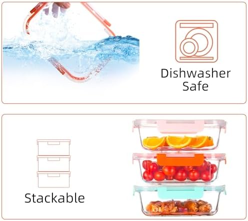 Glass Meal Prep Containers with Lids(5 Pack, 34oz)