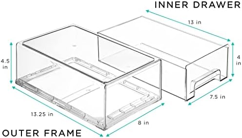 Clear Stackable Storage Drawers for Refrigerator (Medium, 2 Pack)