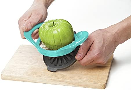 PrepWorks by Dishwasher Safe 16-Slice Thin Apple Slicer and Corer with Attached Safety Cover (Turquoise)