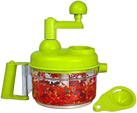 Cambom Manual Vegetable Cutter Food Processor 8 in 1 - Chopper, Mixer, Blender, Whipper, Egg Separator, Mincer, Grinder, Dicer with Clear Container 1200ml BPA Free by Cambom