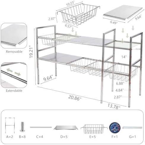 Under Sink Organizer 2 Tier Expandable bathroom Storage