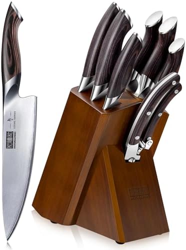 8PCS Kitchen Knife Set, Ultra Sharp Japanese Knife Sets with Block