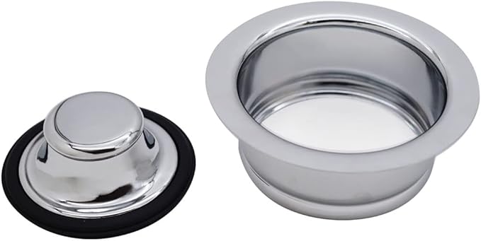 Westbrass A2165-26 4-1/4" OD Post Style Large Kitchen Basket Strainer with Waste Disposal Flange and Stopper Drain Set, Polished Chrome