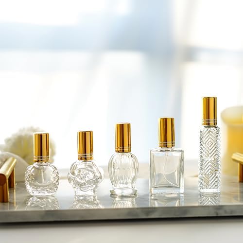5 Pcs Vintage Glass Empty Perfume Bottles Refillable with Spray - Image 6
