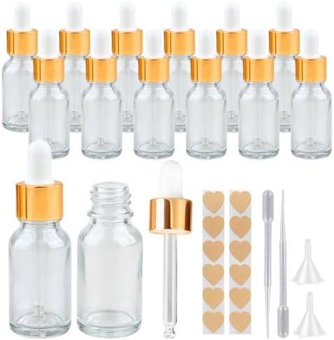 1/2 Oz Clear Glass Dropper Bottles, 15ml Dropper Bottles for Tinctures,Leak-proof Glass Dropper Bottle, Suitable for Essential Oils, Laboratory Chemicals, Cologne, and Perfume by Unknown
