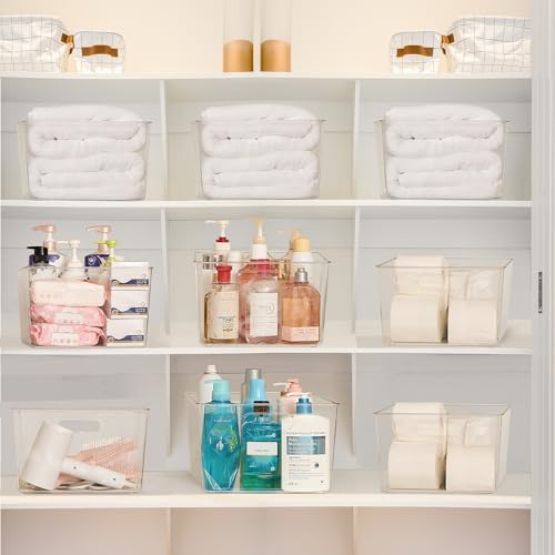 4 Pack Extra Large Clear Storage Bins, 11x11 Cube Organizer