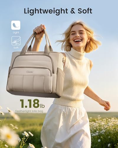 Lunch Box for Women, Puffer Lunch Bag with Wide Opening,13L, Khaki