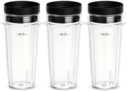 3-Pack 16oz Replacement Cups for Ninja Blender, Single Serve Smoothie Cups with Sip & Seal Lids, Compatible with BL660 BL770 BL780 BL740 Series, Dishwasher Safe by Unknown