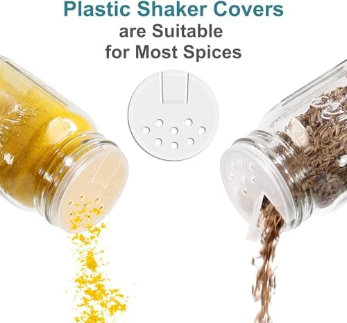 30 Pack 4oz Round Glass Spice Jars with Shaker Lids & Metal Caps
