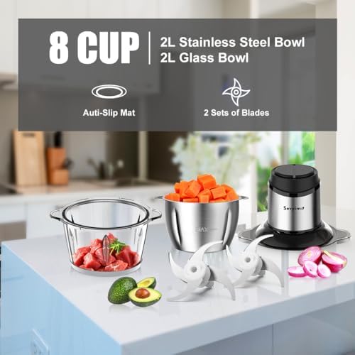 Sovyime Food Processor, 2‑Speed Electric Food Chopper & Small Meat Grinder - Image 2
